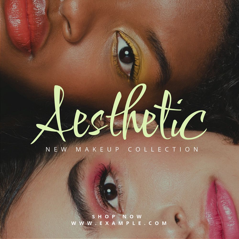 Aesthetic makeup Instagram post template, editable text