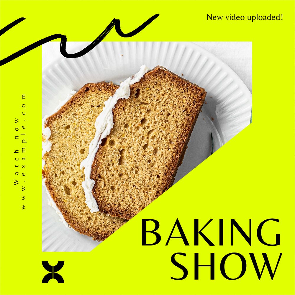 Baking show Instagram post template, editable text