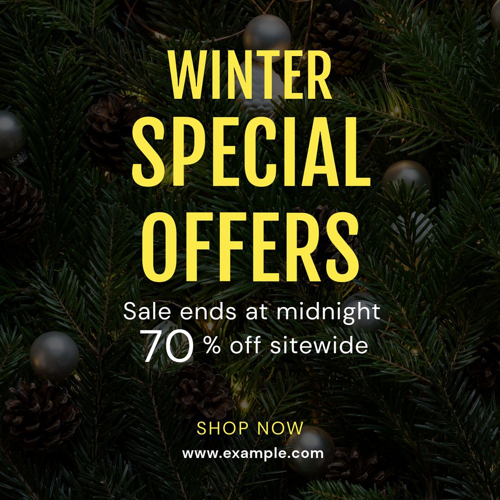 Winter sale Instagram post template, editable text