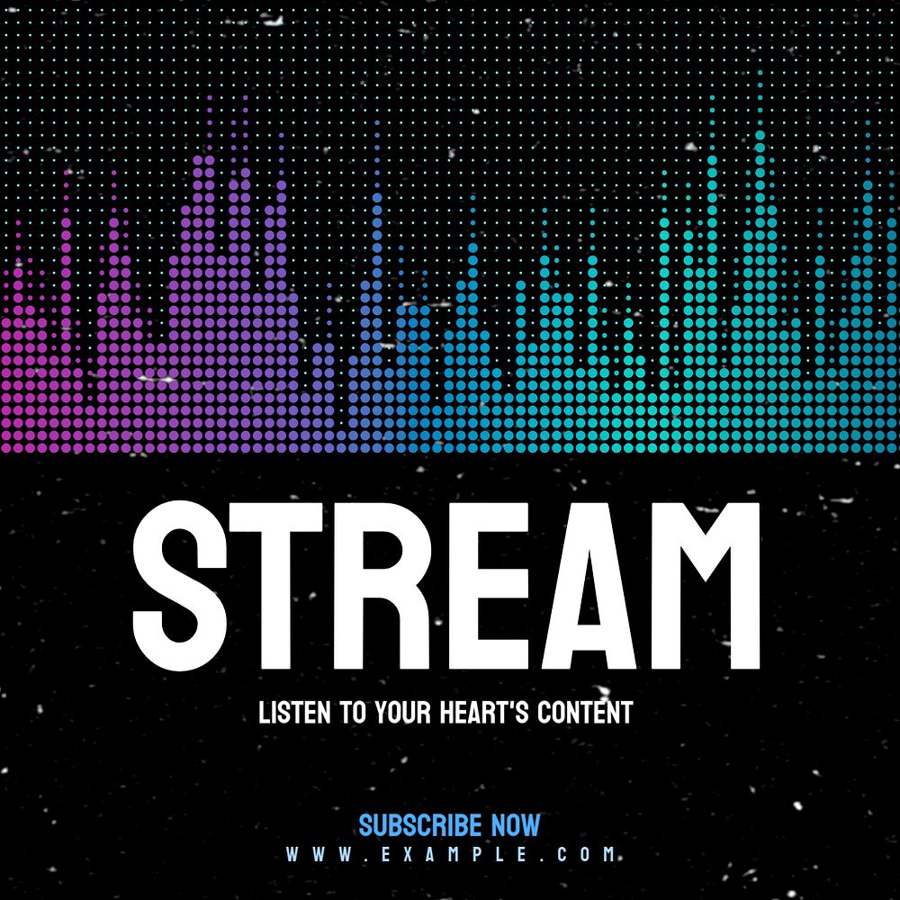 Stream music Instagram post template, editable text