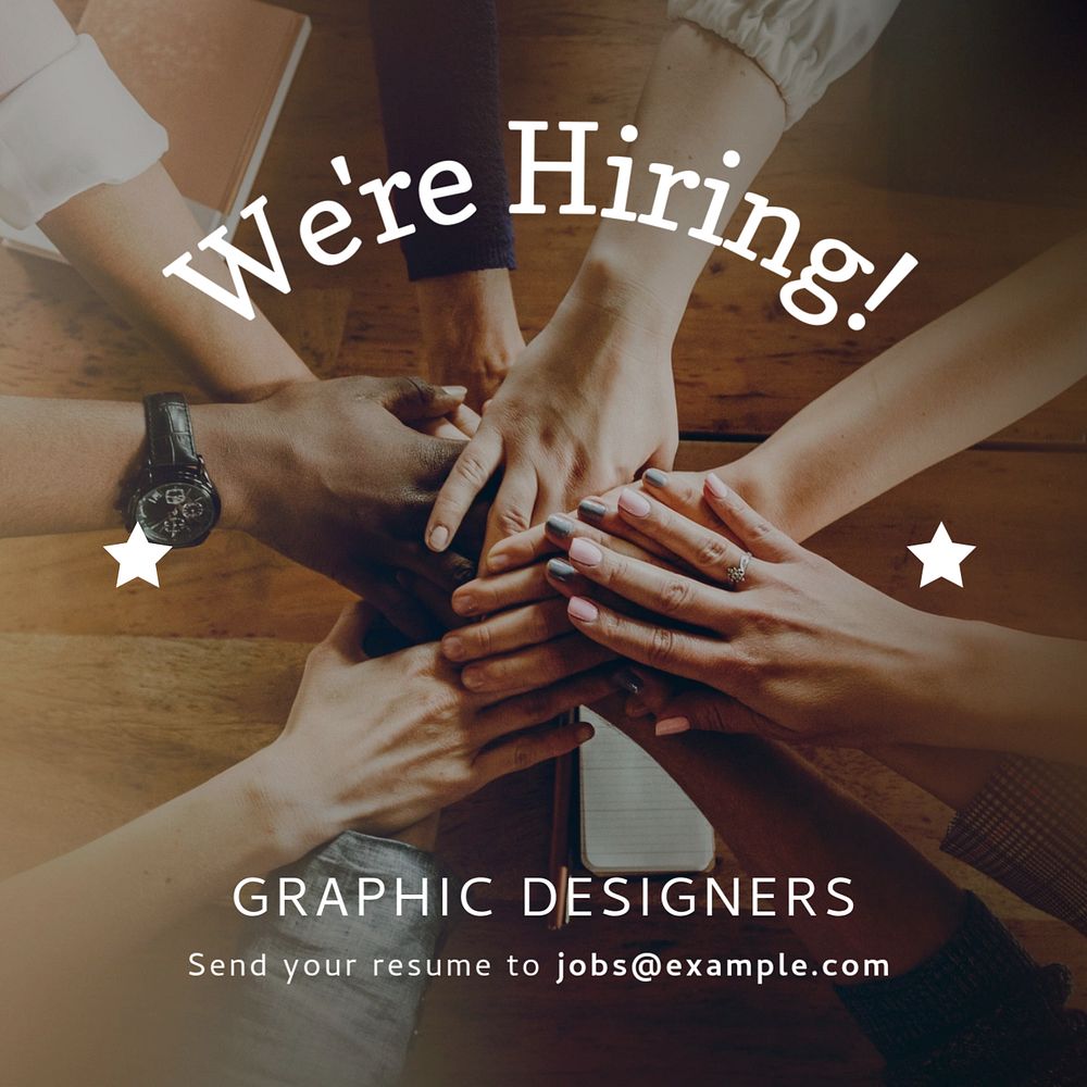 We are hiring Instagram post template, editable text