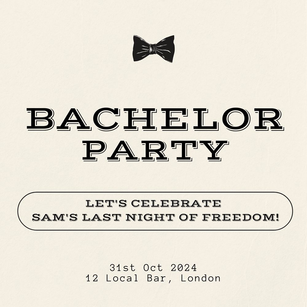 Bachelor party Instagram post template, editable design