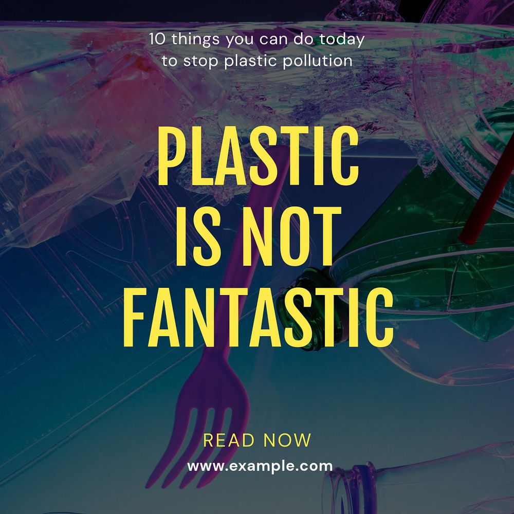 Plastic pollution Instagram post template, editable text