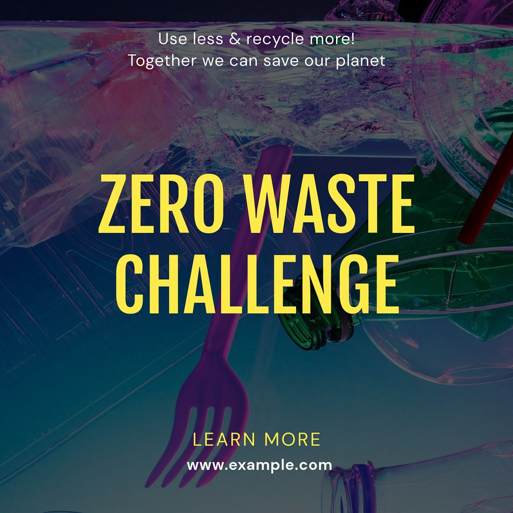 Zero waste challenge Instagram post template, editable text