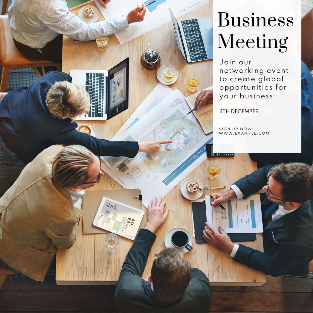 Business meeting Instagram post template, editable text