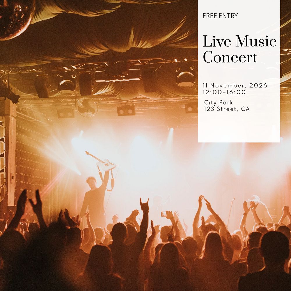 Live music concert Instagram post template, editable text