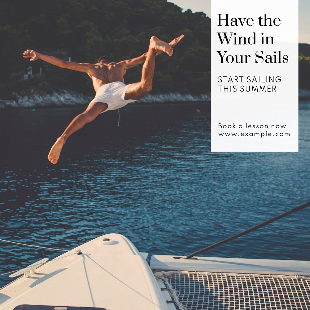 Sailing Instagram post template, editable text