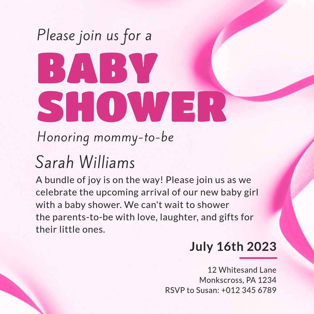 Baby shower Instagram post template, editable design