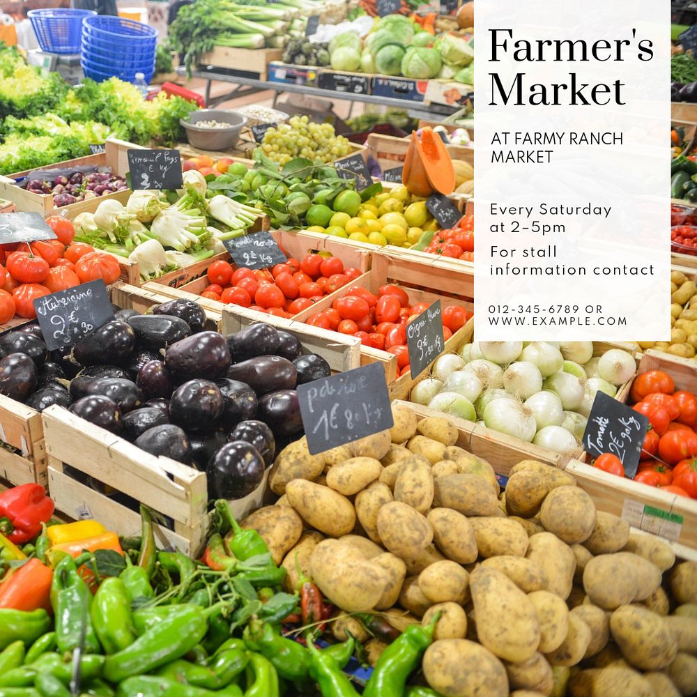 Farmer's market Instagram post template, editable text