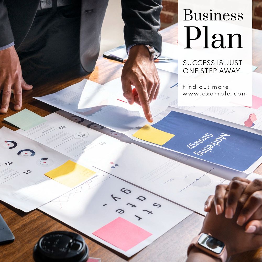 Business plan Instagram post template, editable text