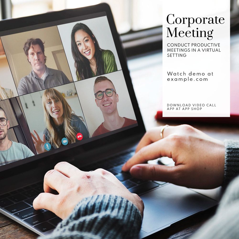 Virtual meeting app Instagram post | Free Editable Template - rawpixel