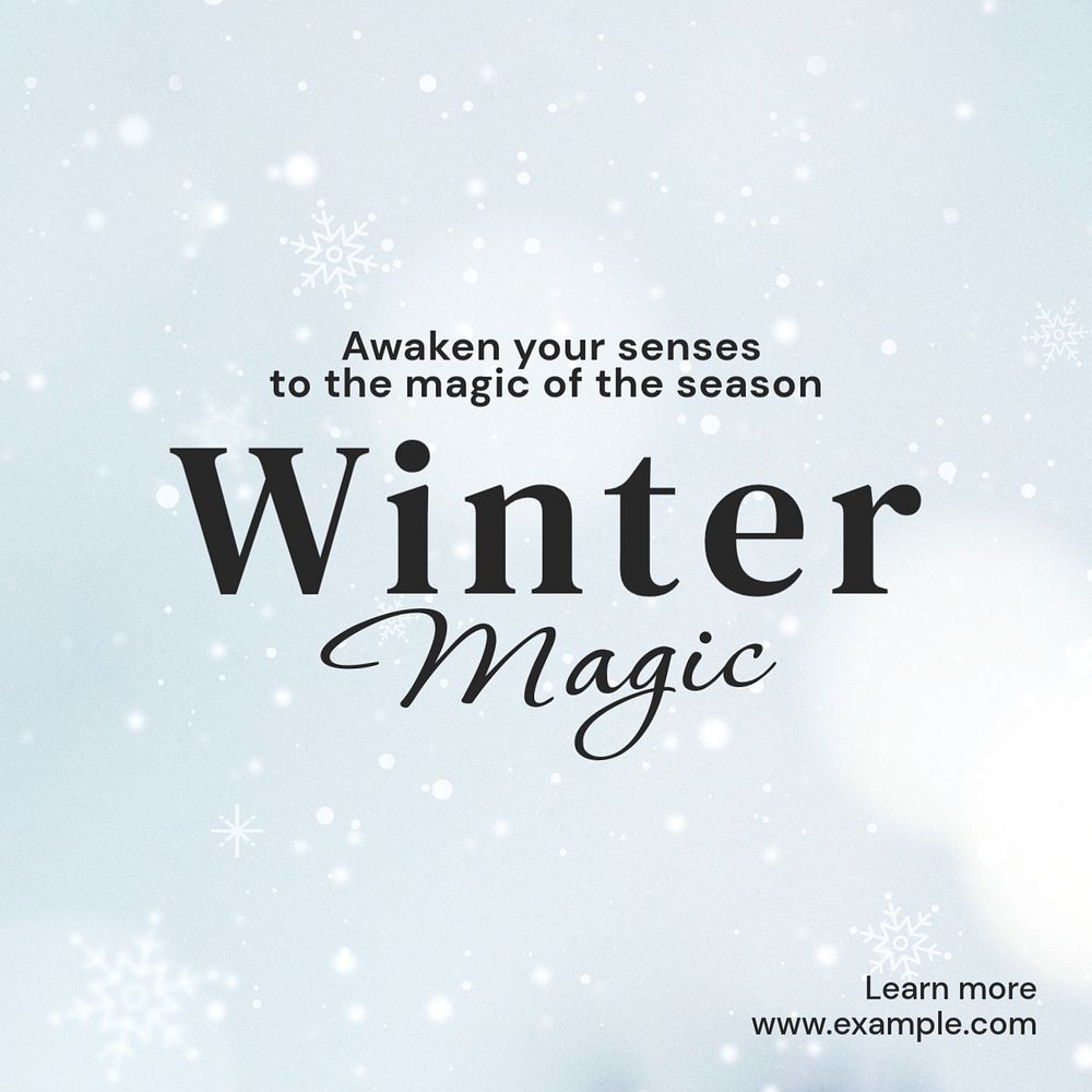 Winter magic Instagram post template, editable text