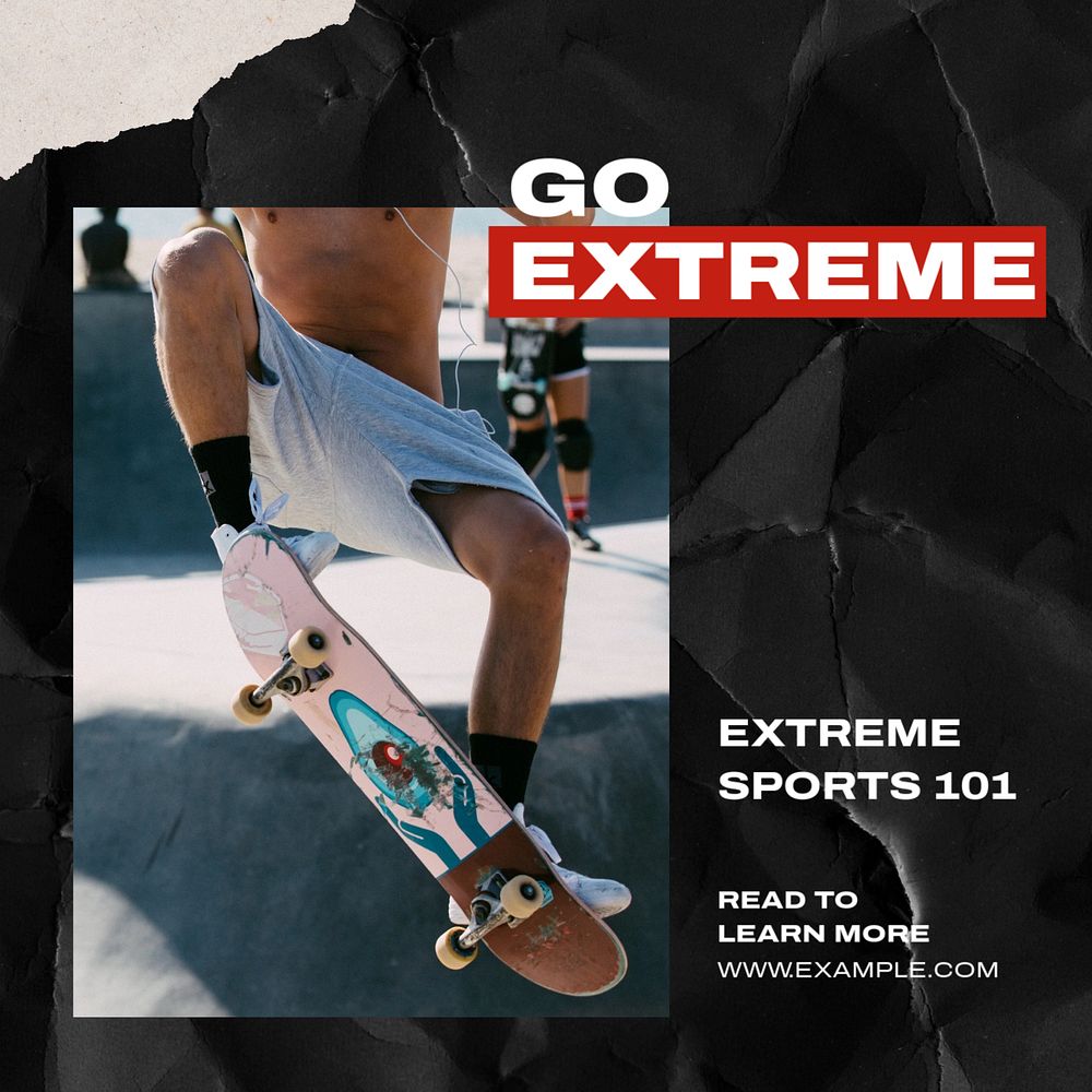 Extreme sports Instagram post template, editable text