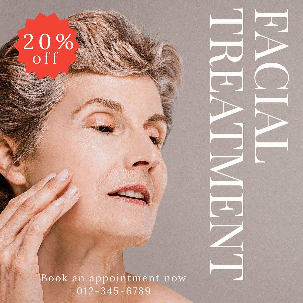 Facial treatment Instagram post template, editable text