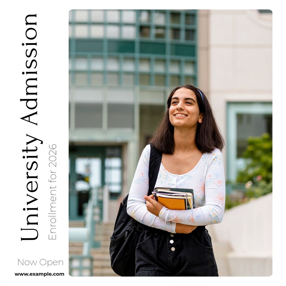 University admission Instagram post template, editable text