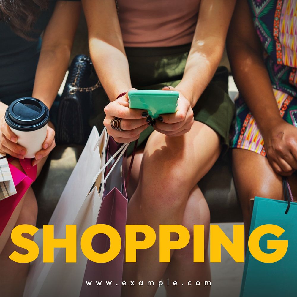 Shopping Instagram post template, editable text