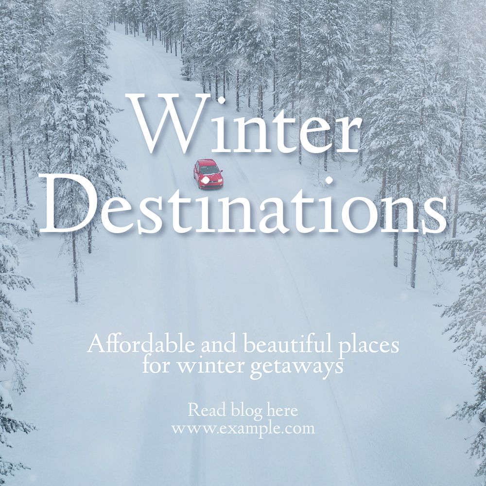 Winter destination Instagram post template, editable text