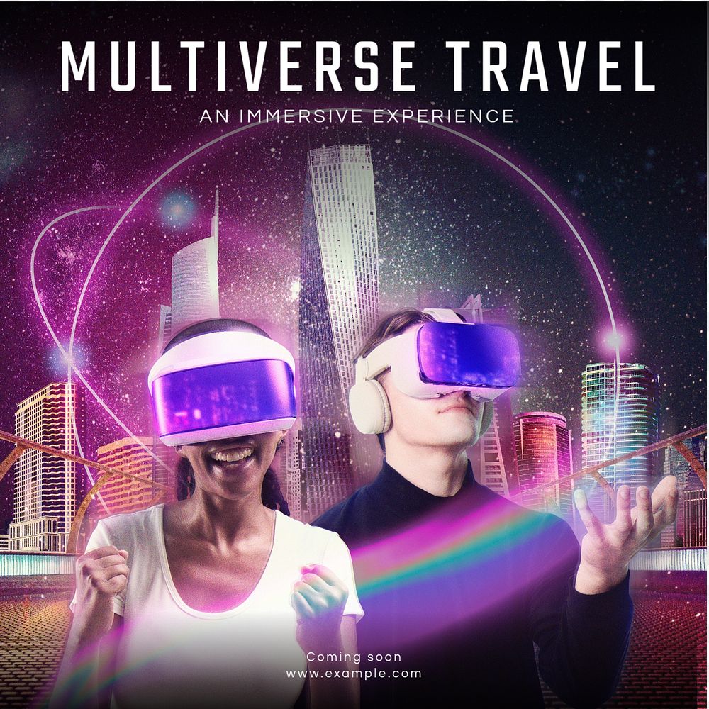 Multiverse travel Instagram post template, editable text