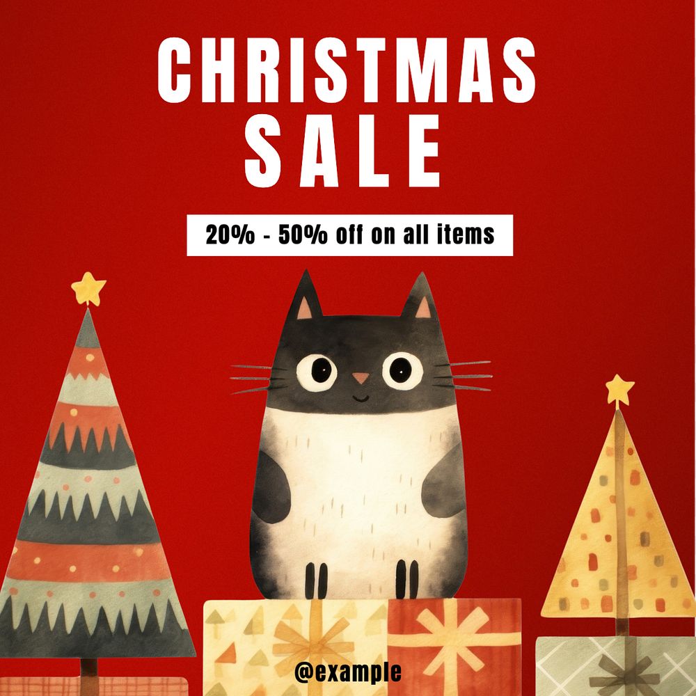 Christmas sale Instagram post template, editable text