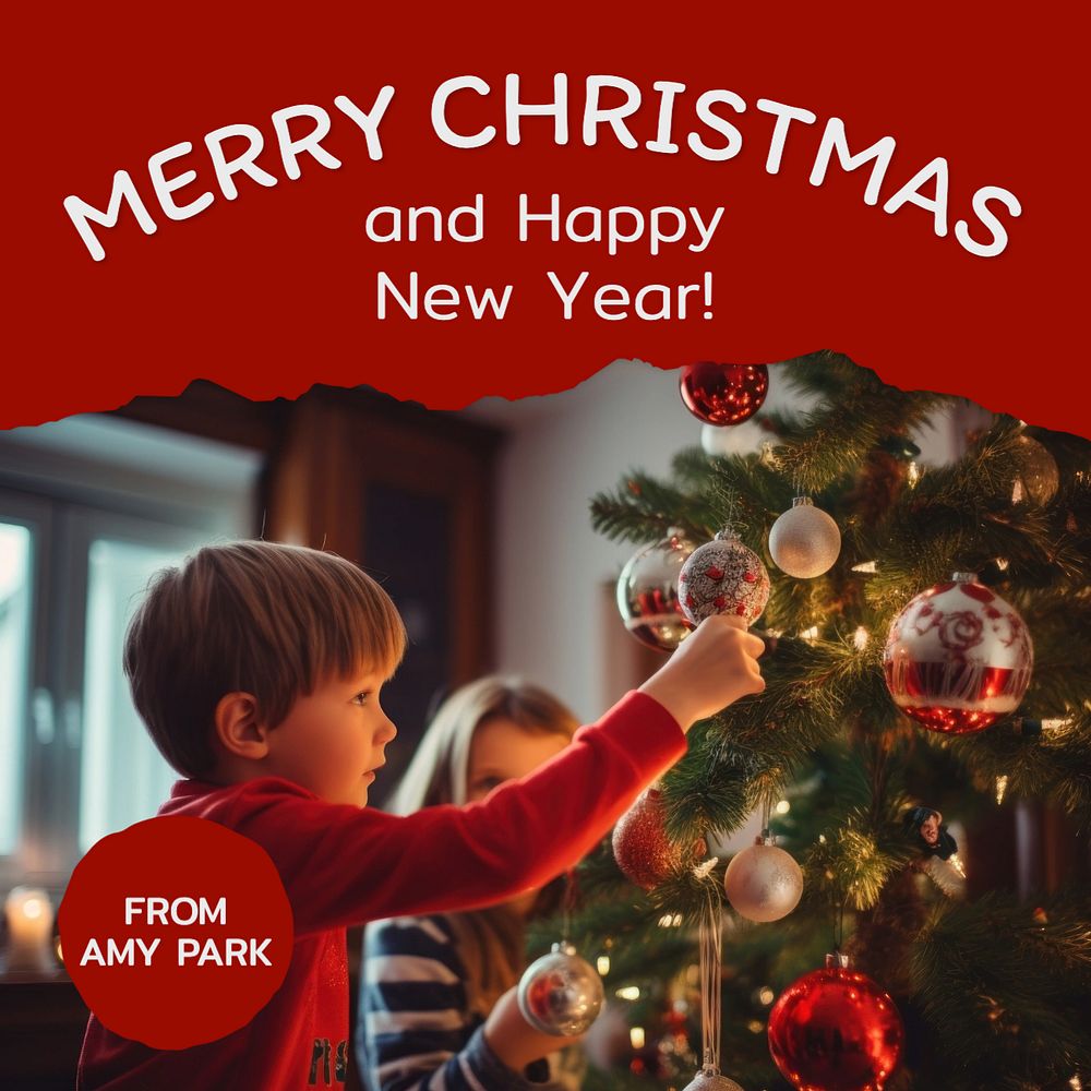 Christmas card Instagram post template, editable text