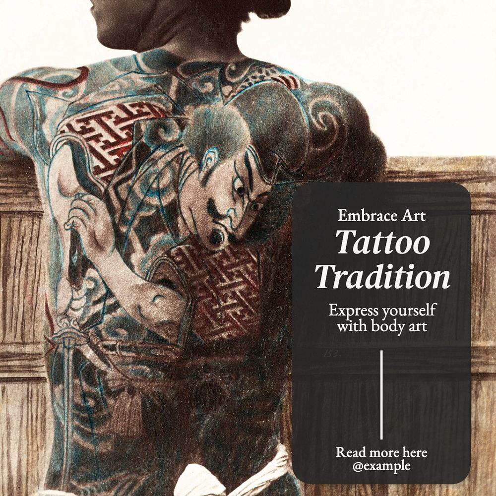 Tattoo Instagram post template, editable text