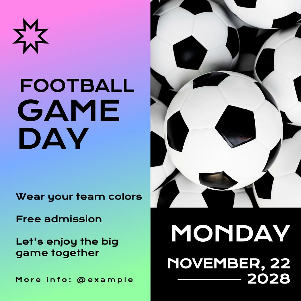 Football game Facebook post template, editable design