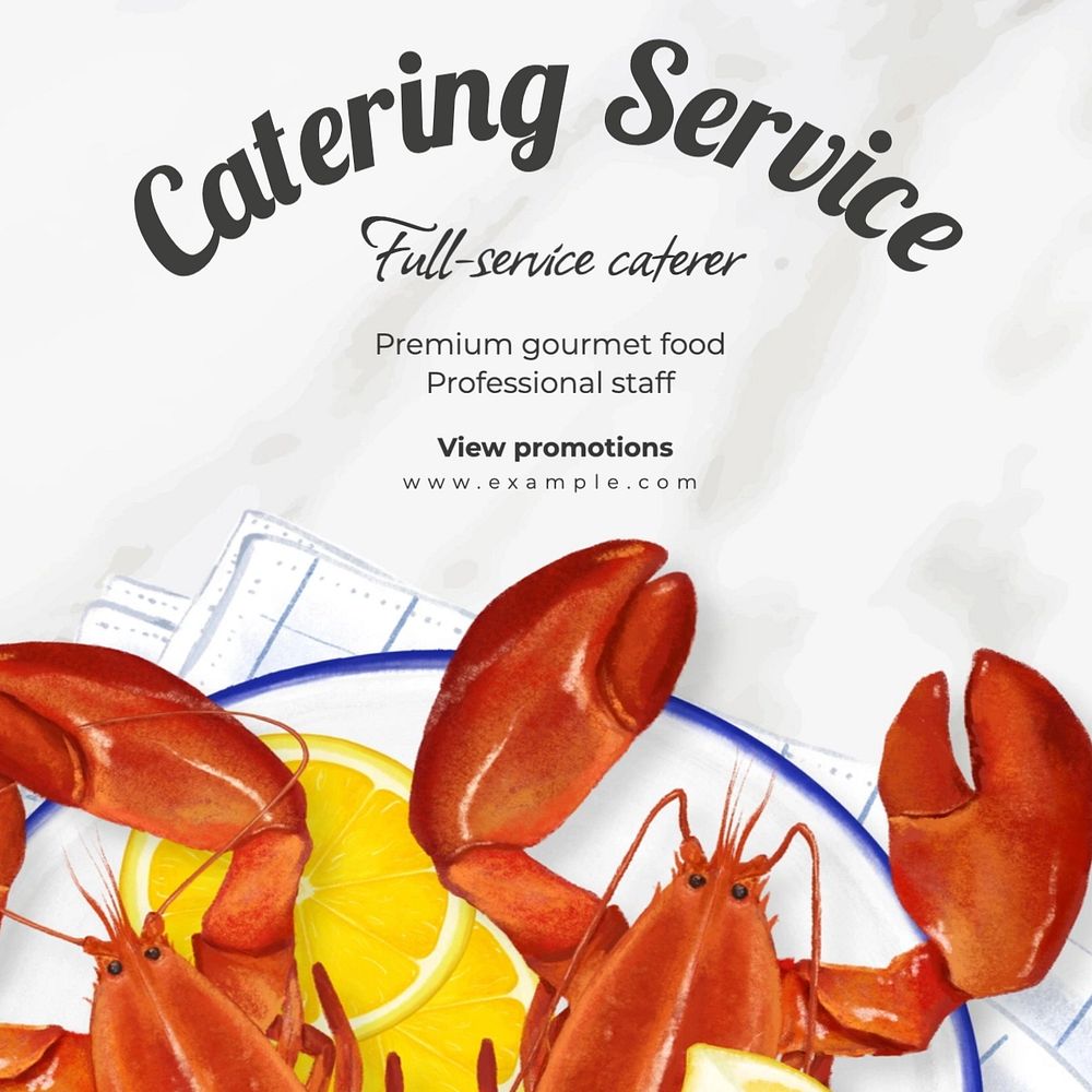 Catering service Instagram post template, editable text