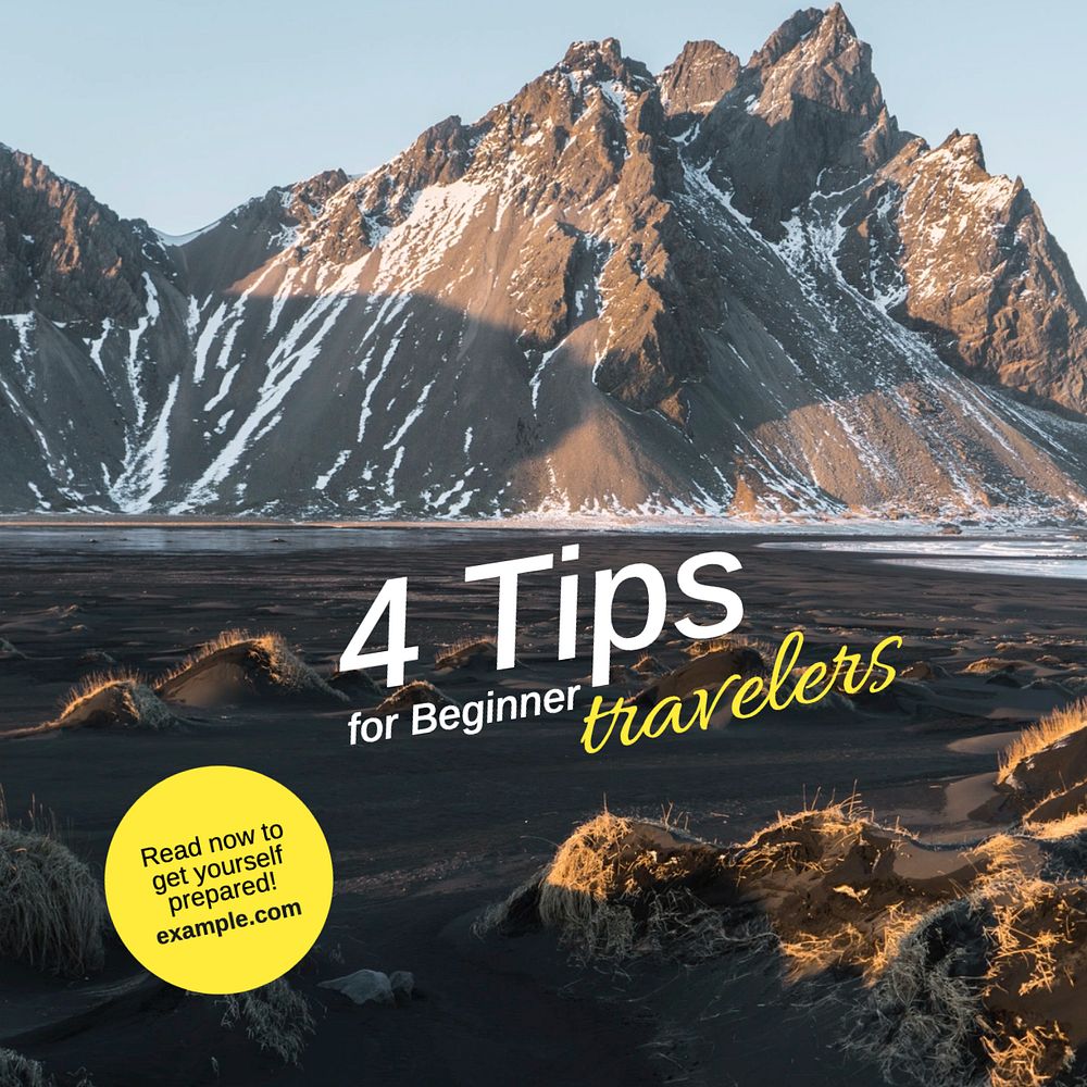 Travelers tips Instagram post template, editable text