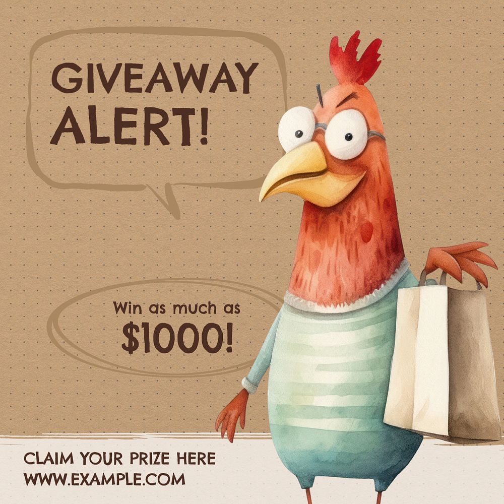 Giveaway poster Instagram post template, editable text