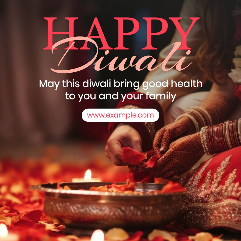 Happy diwali Instagram post template, editable text