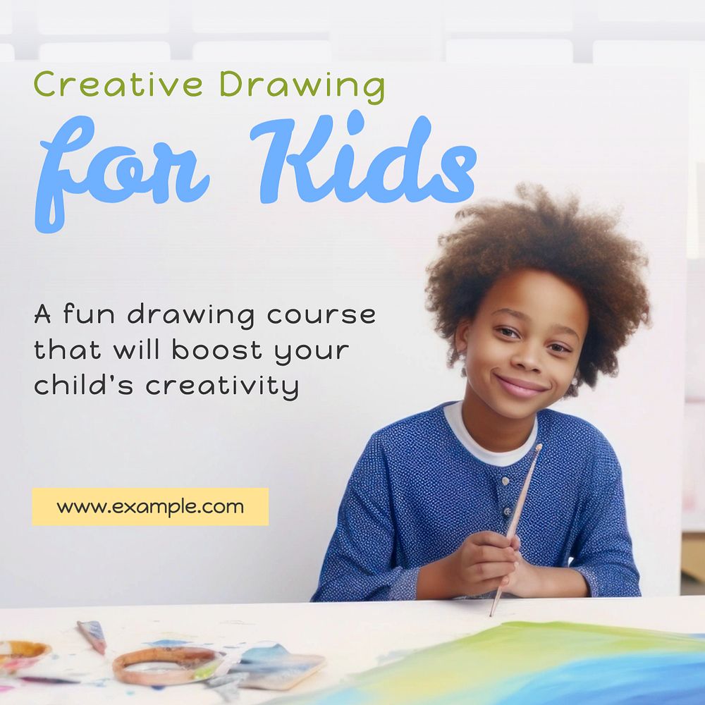 Creative drawing Instagram post template, editable text