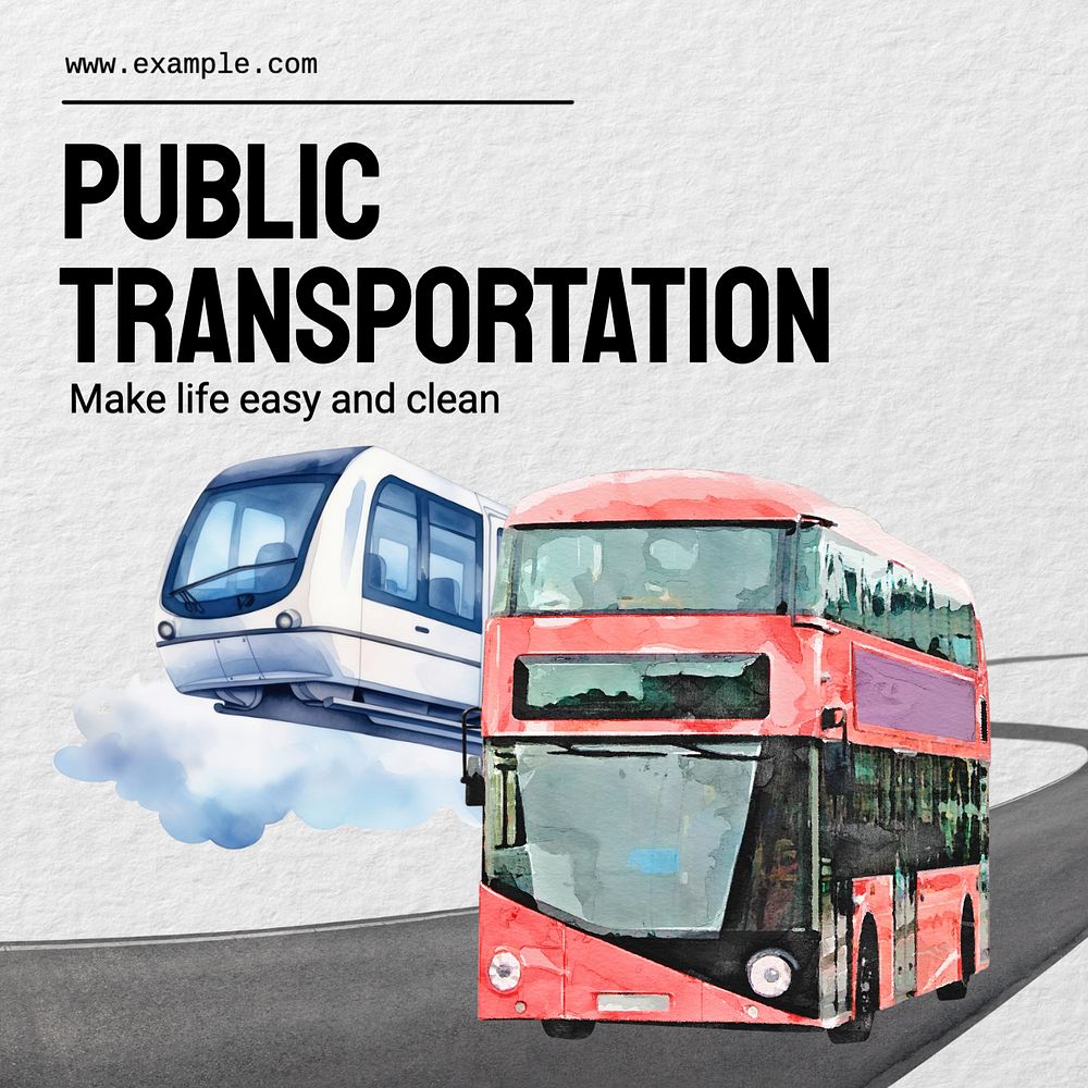 Public transportation Facebook post template, editable design