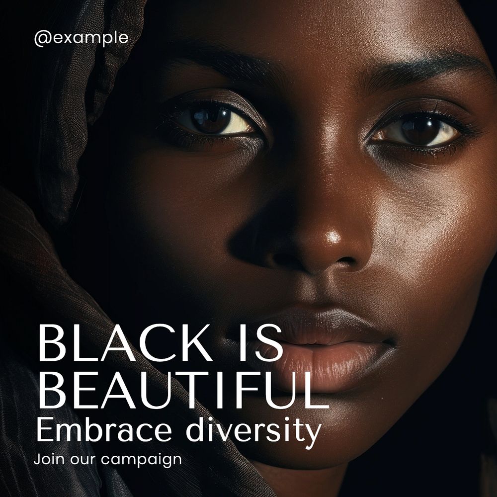 Black is beautiful Instagram post template, editable text