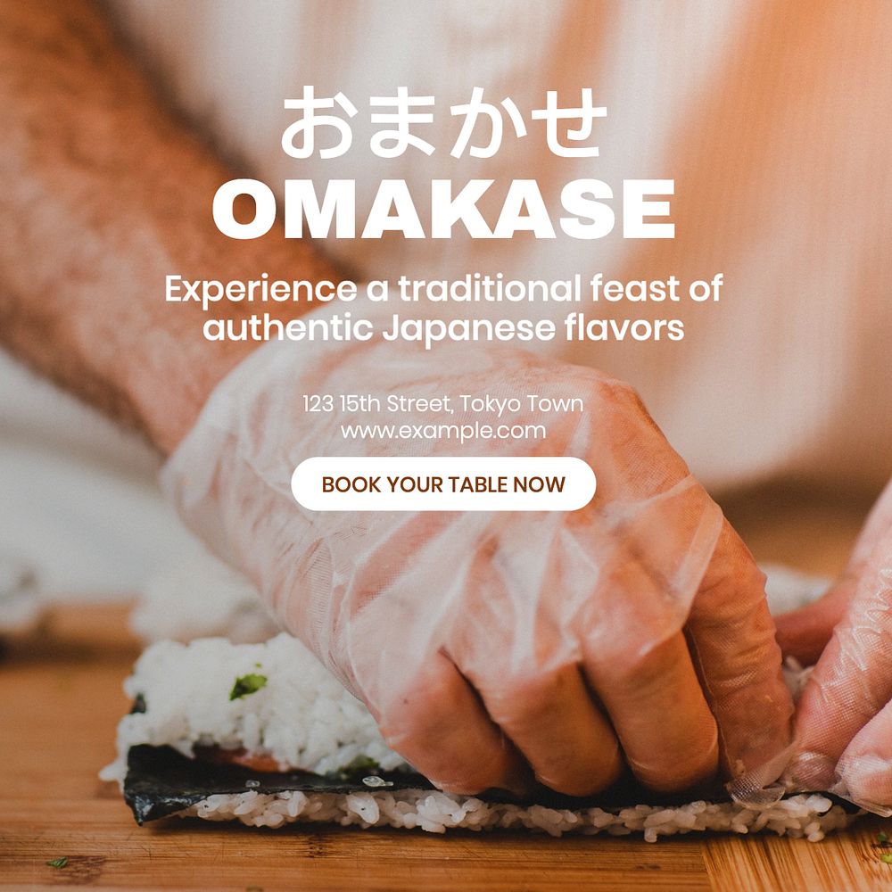 Japanese omakase Instagram post template, editable text