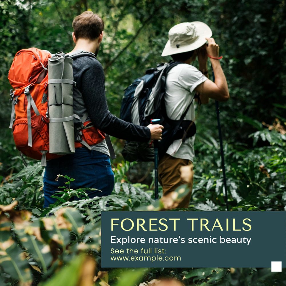 Forest trails Facebook post template, editable design