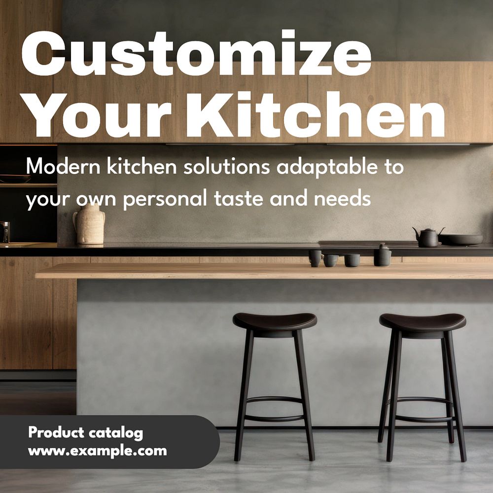 Customize your kitchen Instagram post template, editable text