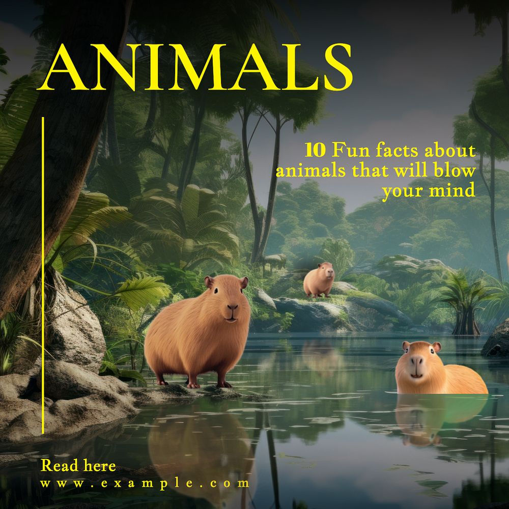 Animal Facebook post template, editable design