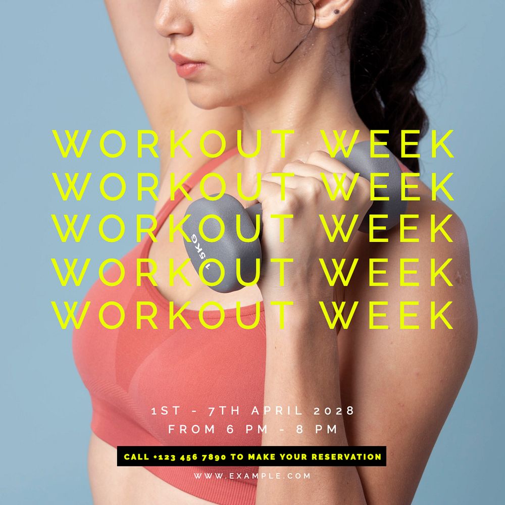 Workout week Facebook post template, editable design