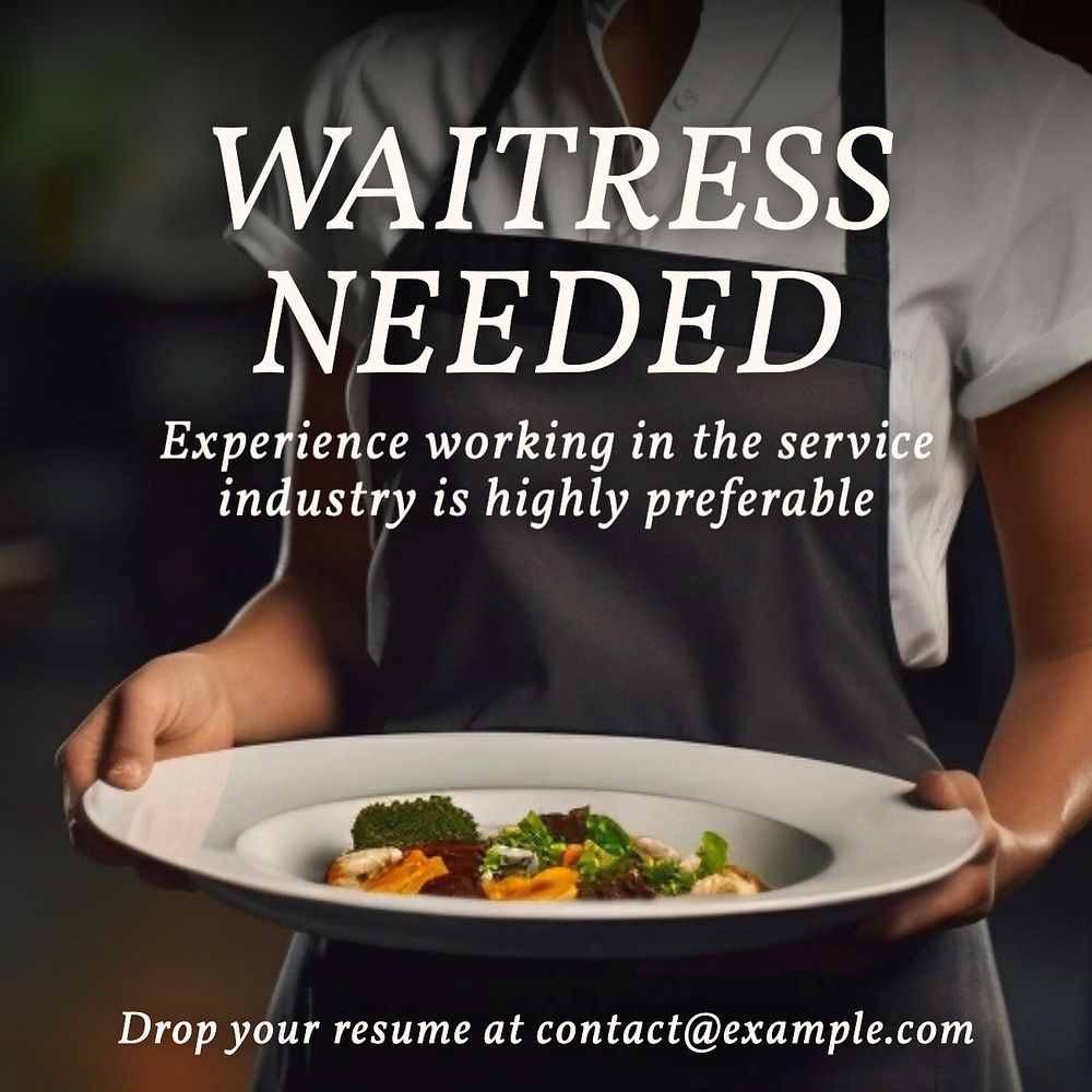 Waitress needed Instagram post template, editable text