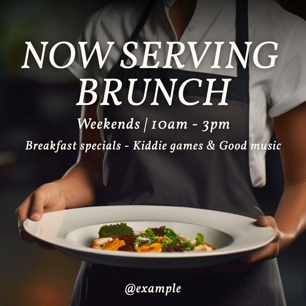 Now serving brunch Instagram post template, editable text