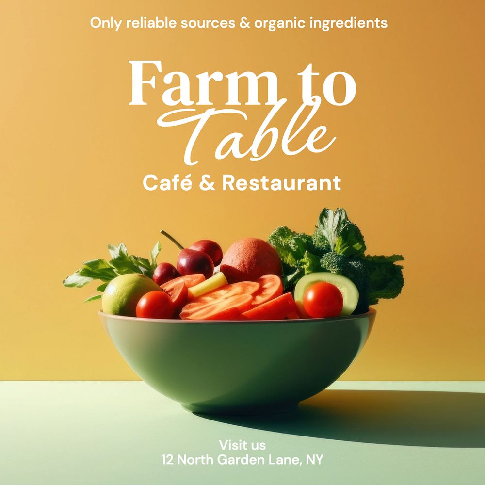 Organic food restaurant Instagram post template