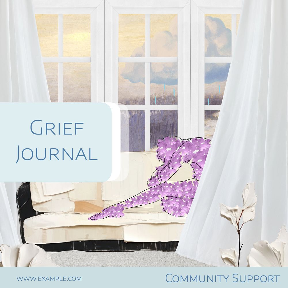 Grief journal Instagram post template