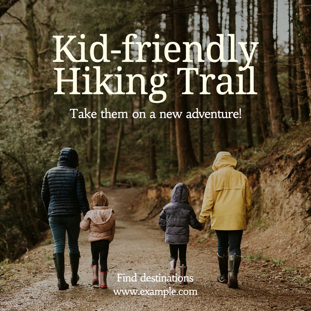 Kid-friendly hiking Instagram post template