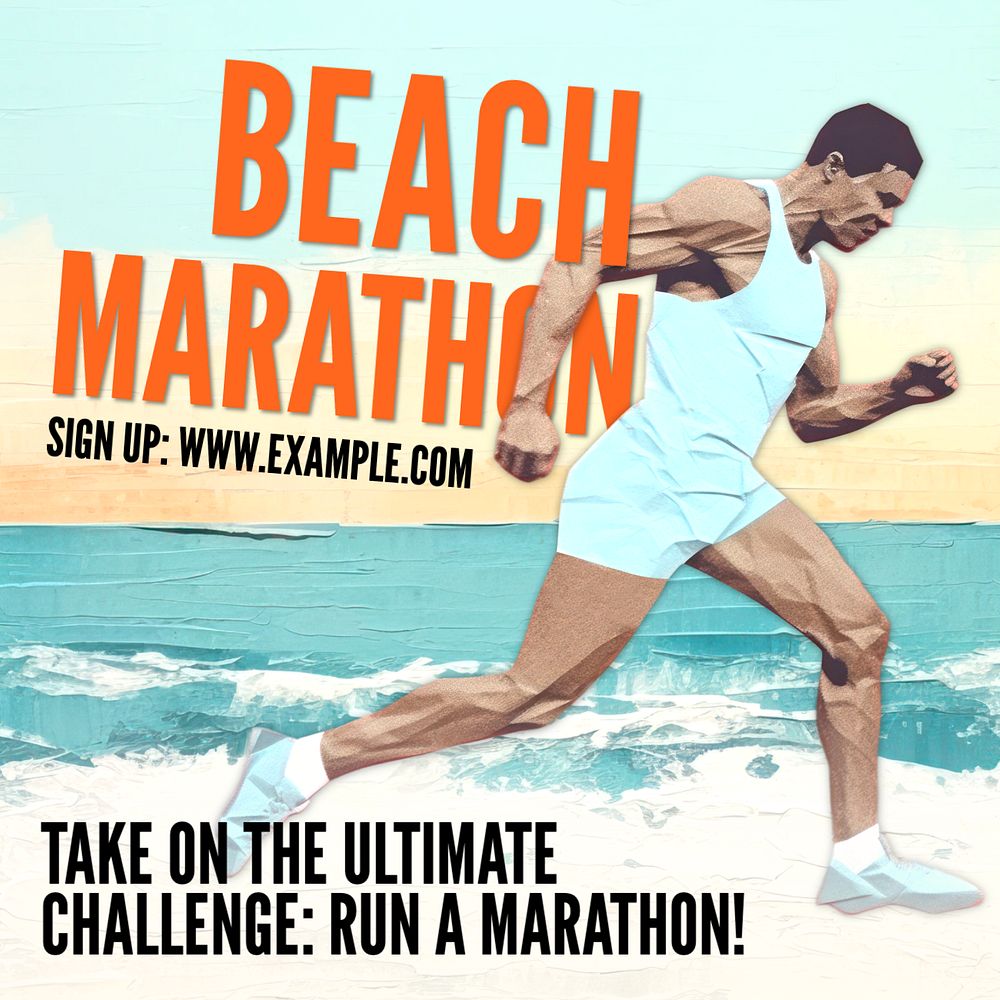 Beach marathon Instagram post template