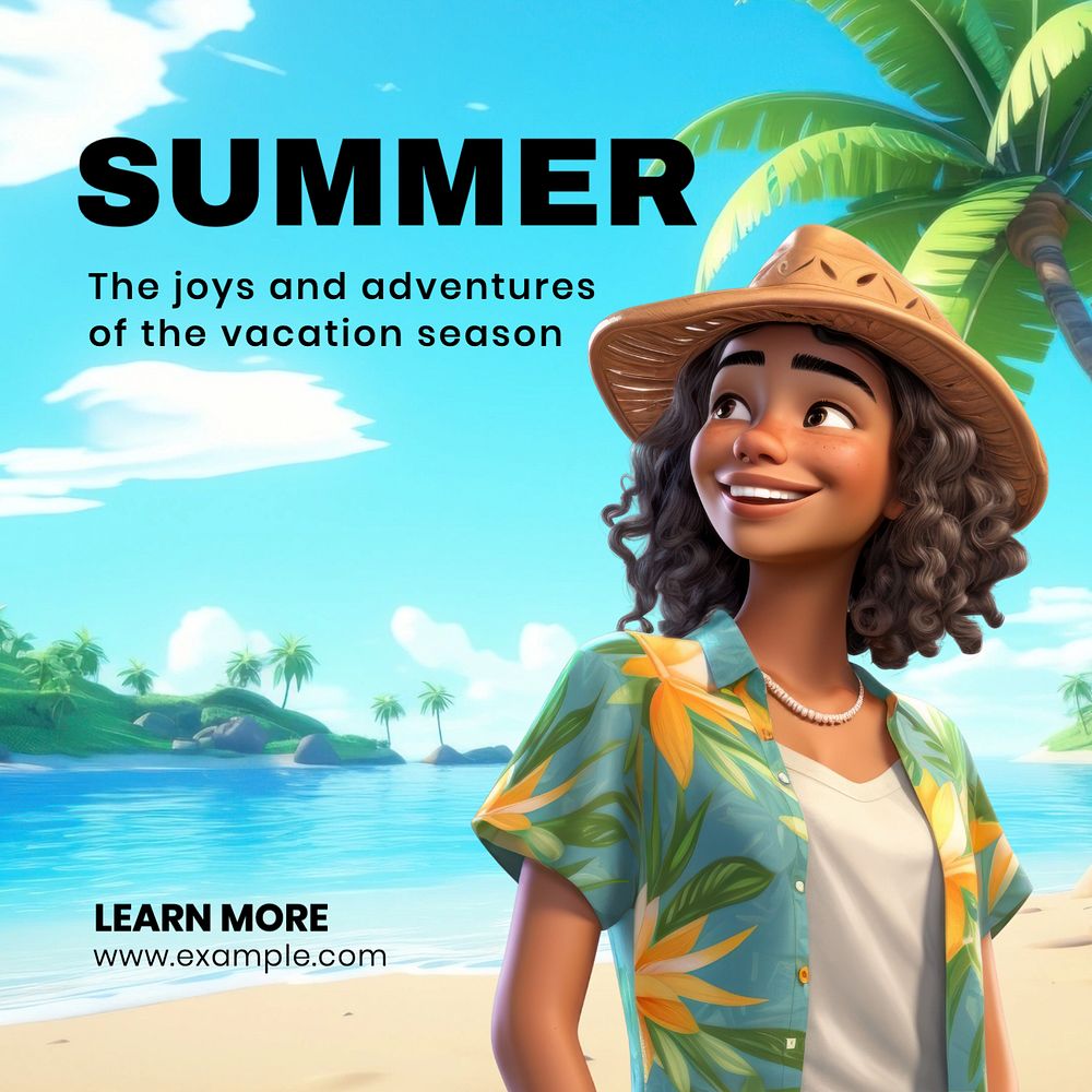 Summer Instagram post template, editable text