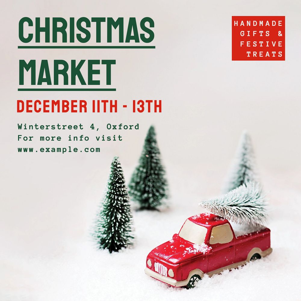 Christmas market Instagram post template, editable text