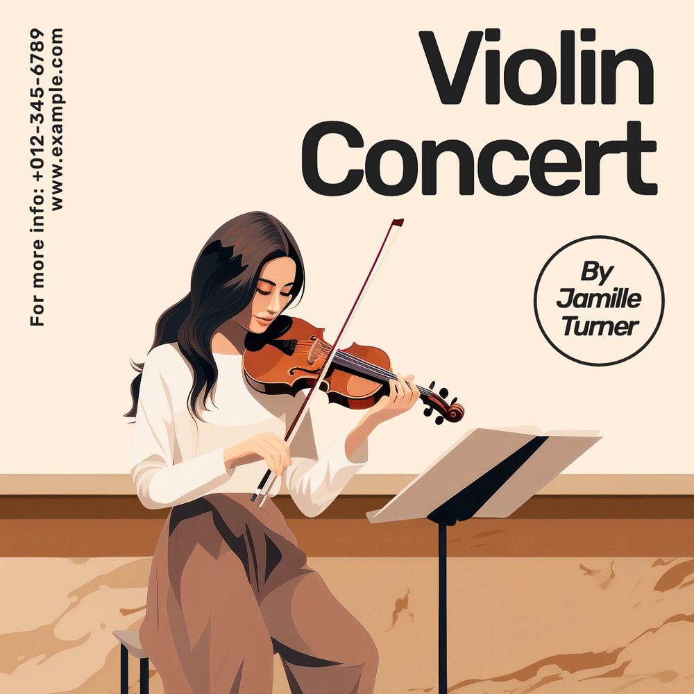 Violin concert Instagram post template, editable text