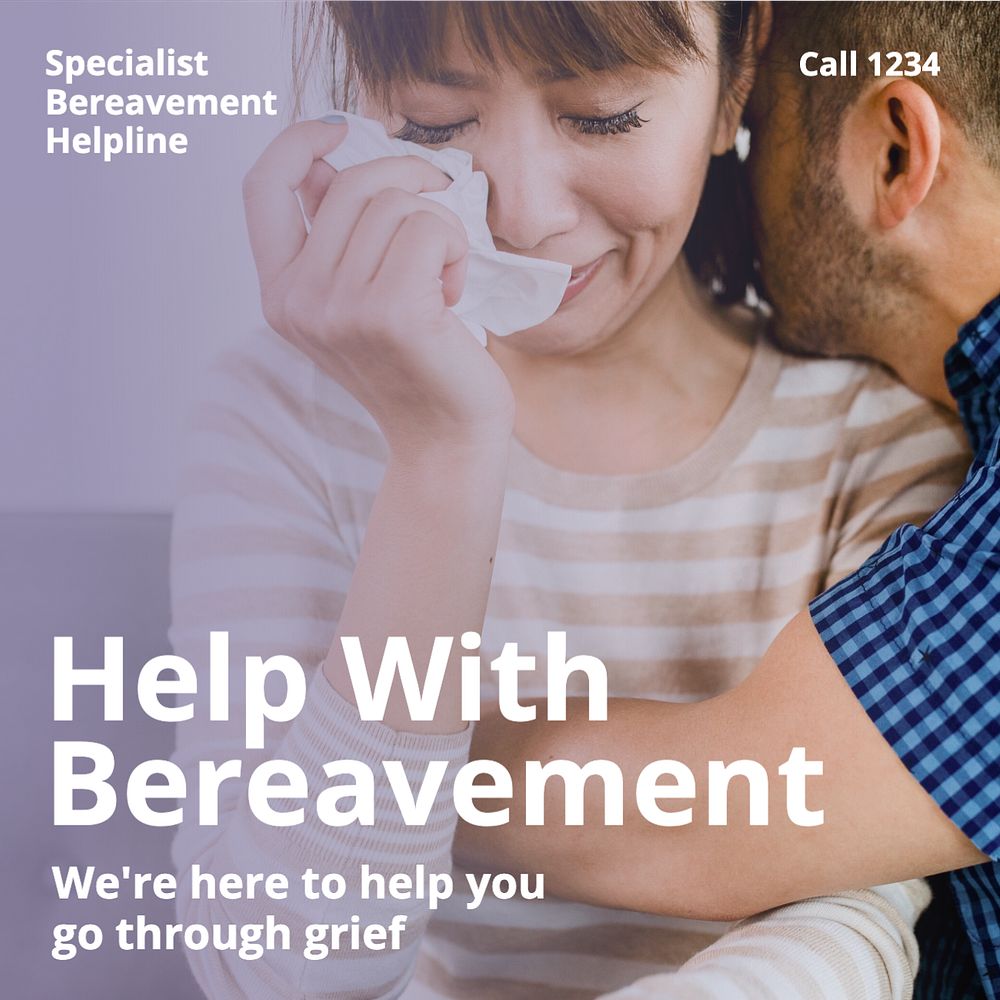 Bereavement helpline Instagram post template