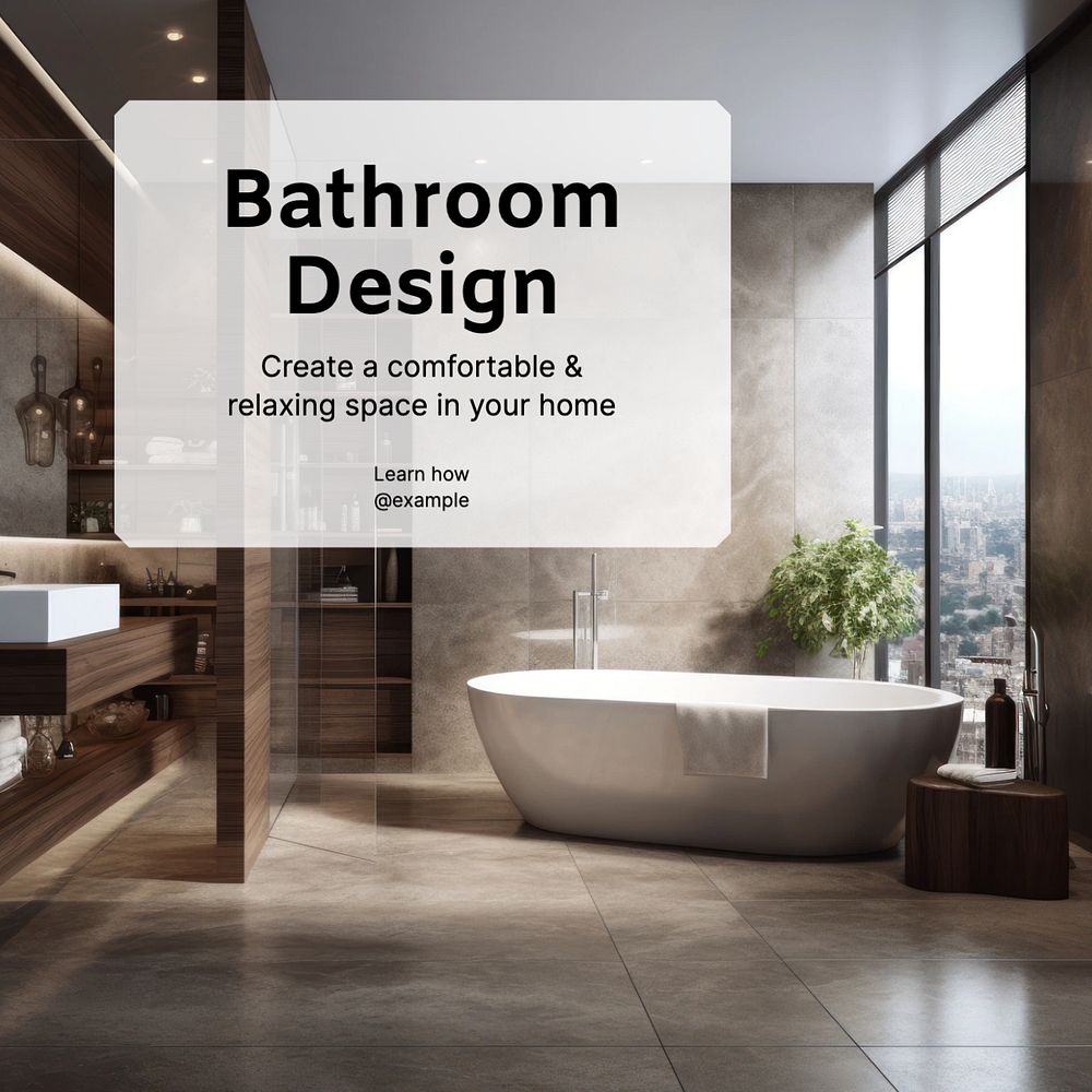 Bathroom design Instagram post template, editable text