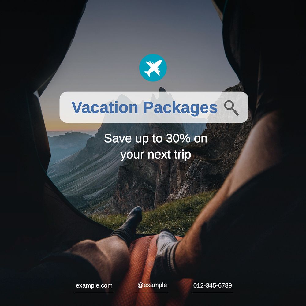 Vacation packages Instagram post template, editable text